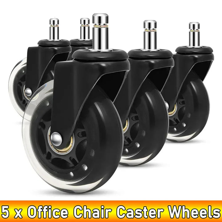 Office Chair Caster Wheels | Heavy Duty Rubber Rolling Set