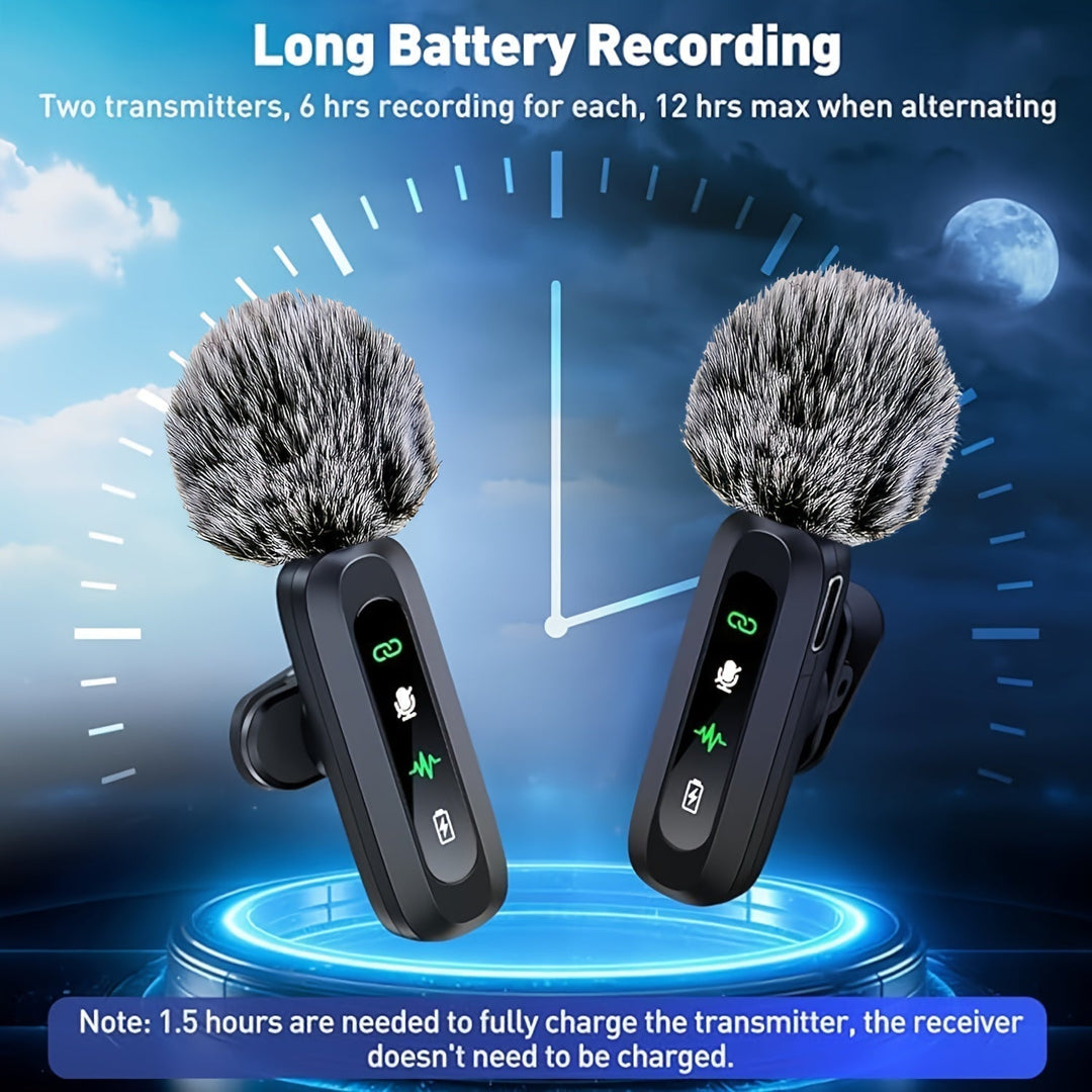 Wireless Lavalier Microphone | Dual USB-C Recording System
